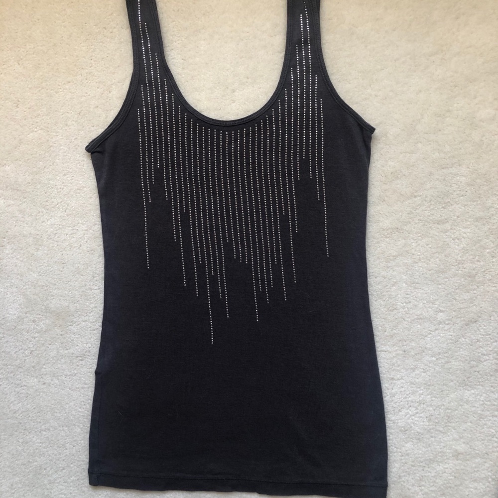 Express dark gray silver studded tank top